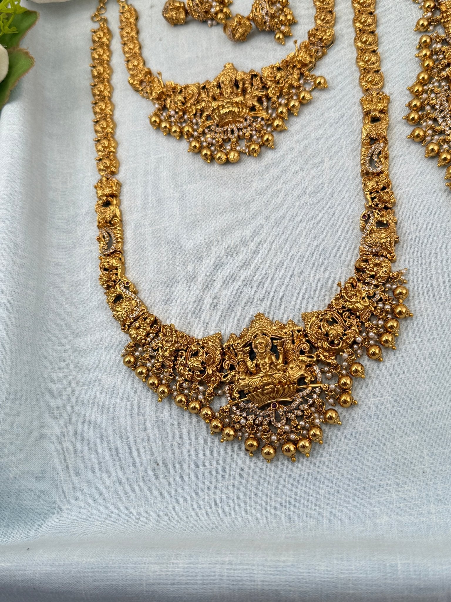 Royal Antique Semi - Bridal Necklace Set 0739 - Mahilas