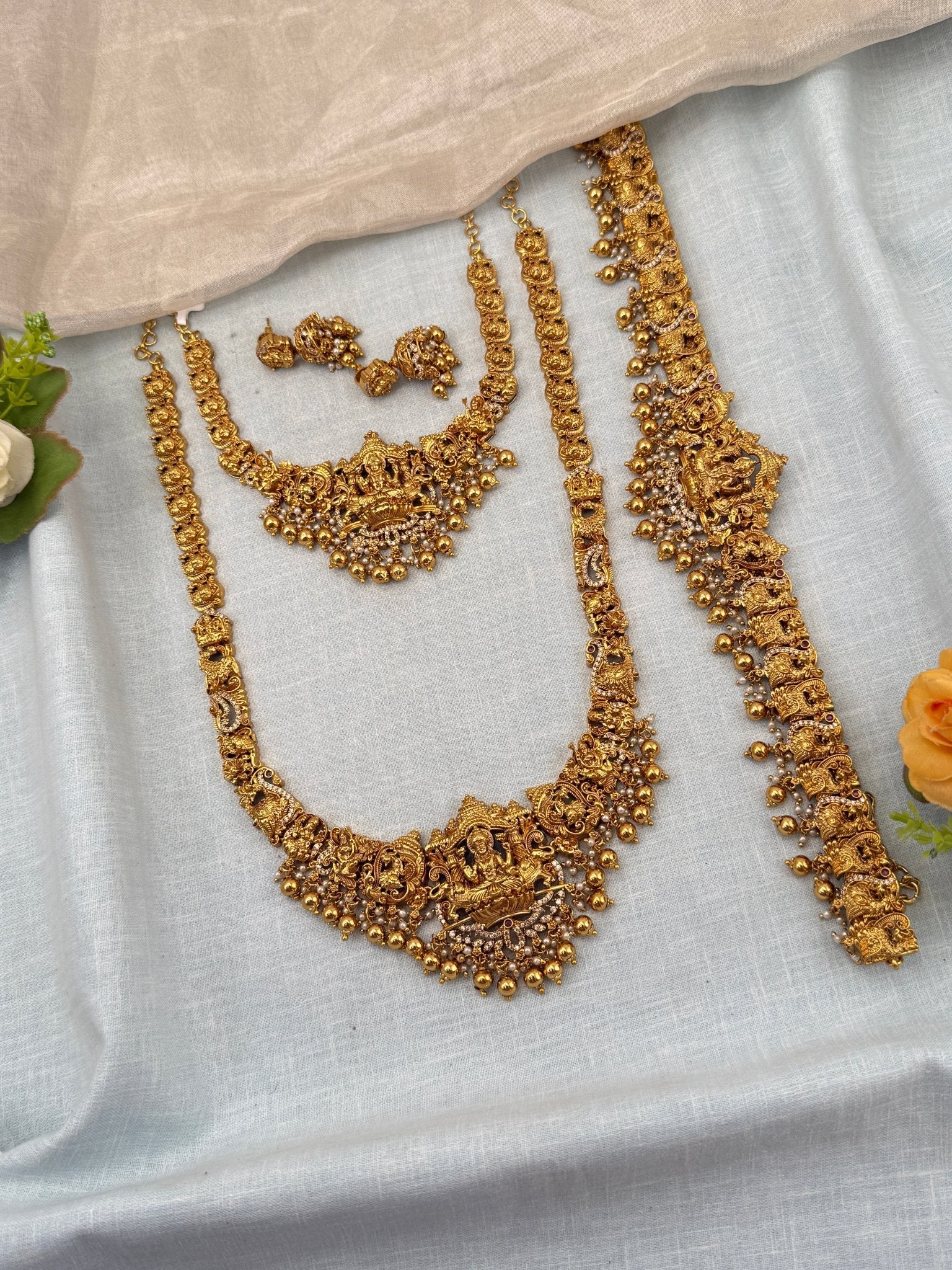 Royal Antique Semi - Bridal Necklace Set 0739 - Mahilas
