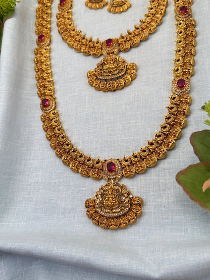 Royal Antique Semi - Bridal Necklace Set 0754 - Mahilas