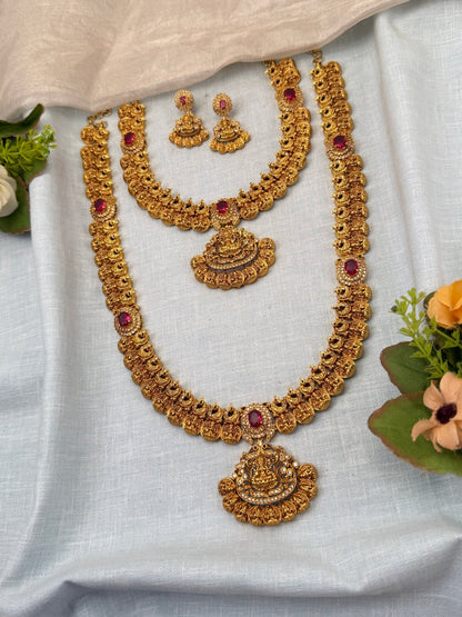 Royal Antique Semi - Bridal Necklace Set 0754 - Mahilas