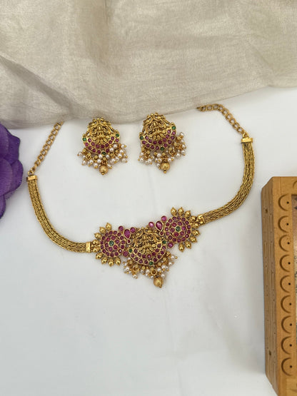 Royal Antique Short Choker Necklace Set 1029 - Mahilas