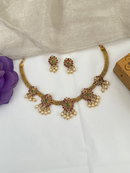 Royal Antique Short Choker Necklace Set 1031 - Mahilas