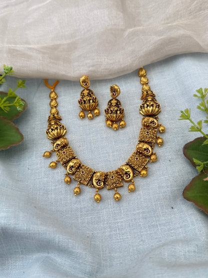 Royal Antique Short Elephant Necklace Set 1170 - Mahilas