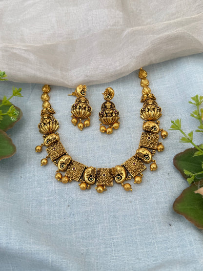 Royal Antique Short Elephant Necklace Set 1171 - Mahilas