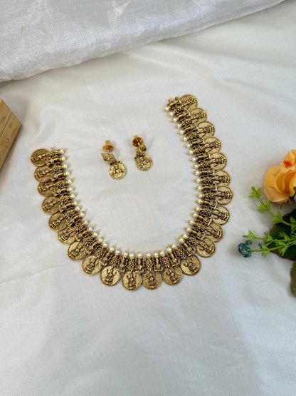 Royal Antique Short Kaasu Necklace Set 842 - Mahilas
