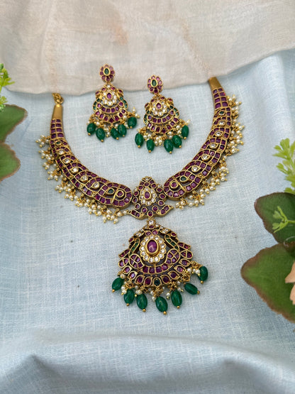 Royal Antique Short Kant Necklace Set 1134 - Mahilas