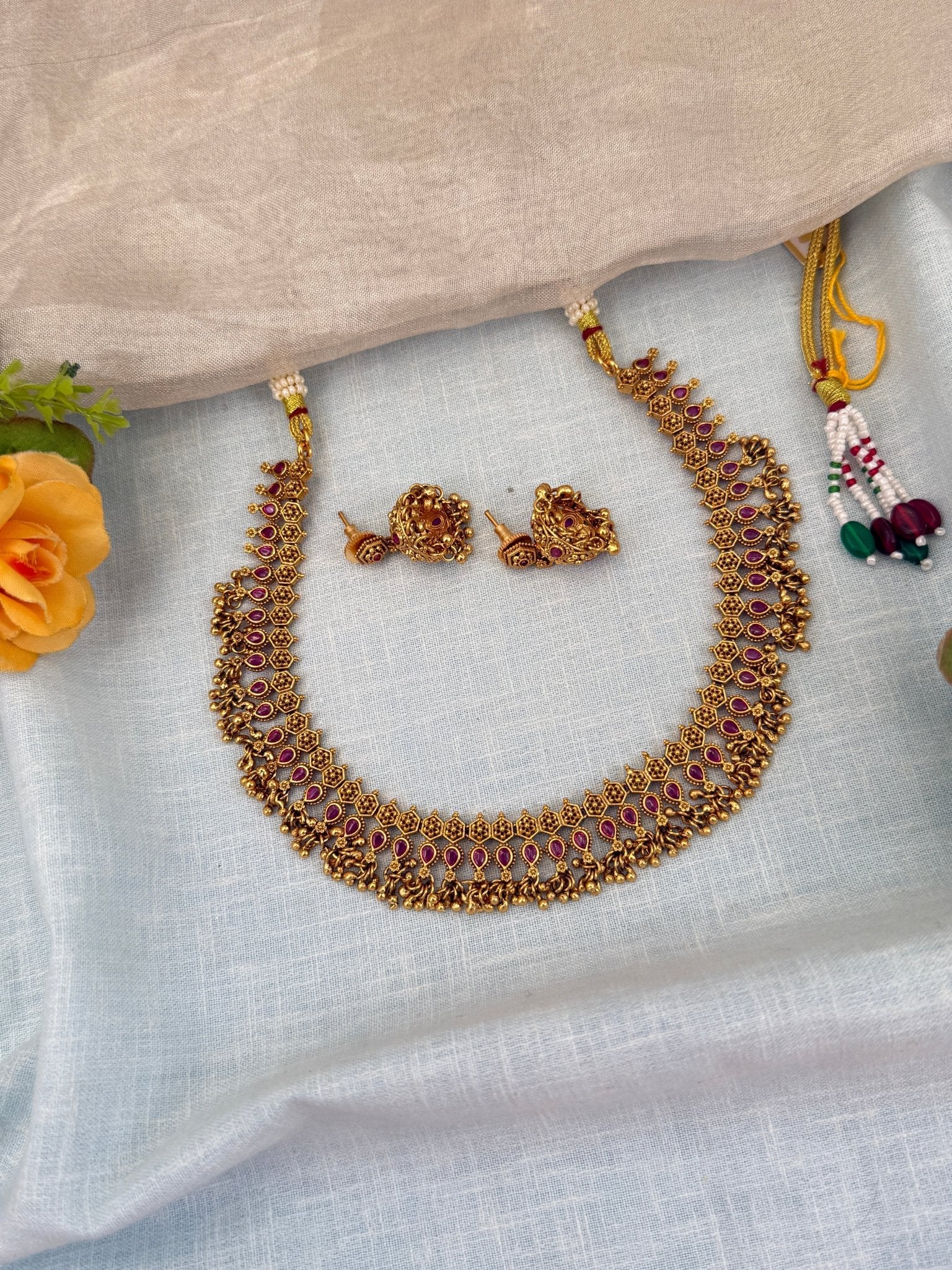 Royal Antique Short Necklace Set 0512 - Mahilas