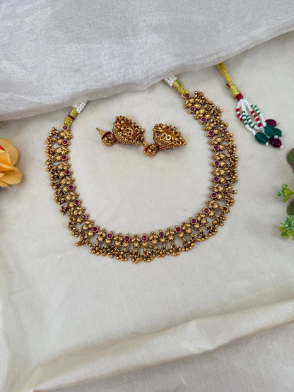 Royal Antique Short Necklace Set 0528 - Mahilas