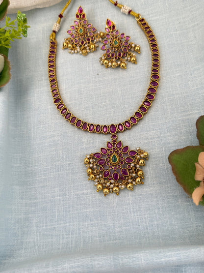 Royal Antique Short Necklace Set 0683 - Mahilas