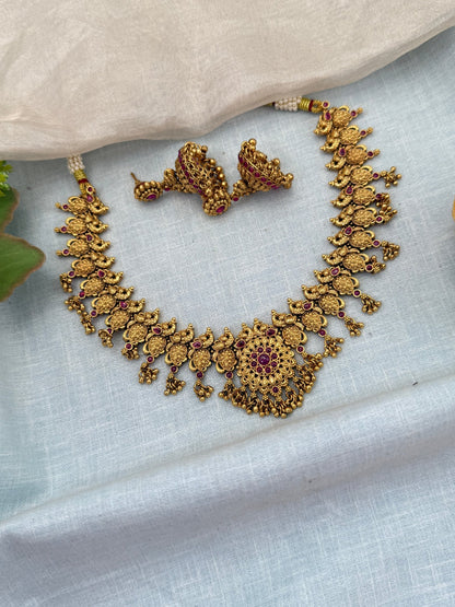 Royal Antique Short Necklace Set 0696 - Mahilas