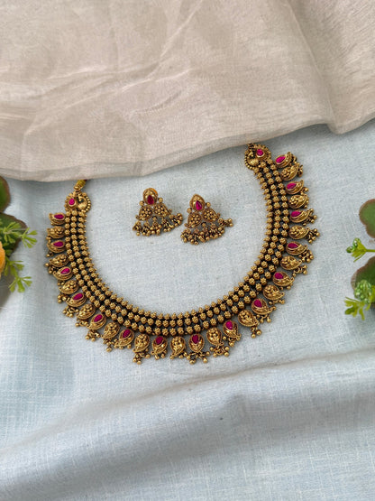 Royal Antique Short Necklace Set 1107 - Mahilas