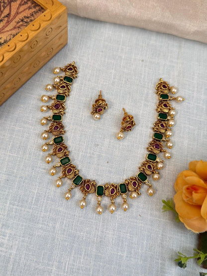 Royal Antique Short Necklace Set 854 - Mahilas