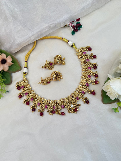 Royal Antique Short Necklace Set 889 - Mahilas