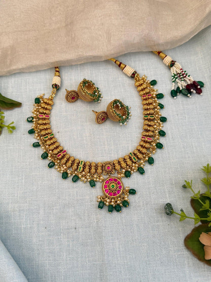 Royal Antique Short Necklace Set 956 - Mahilas