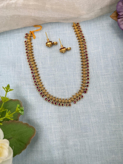 Royal Antique Simple Short Necklace Set 0196 - Mahilas