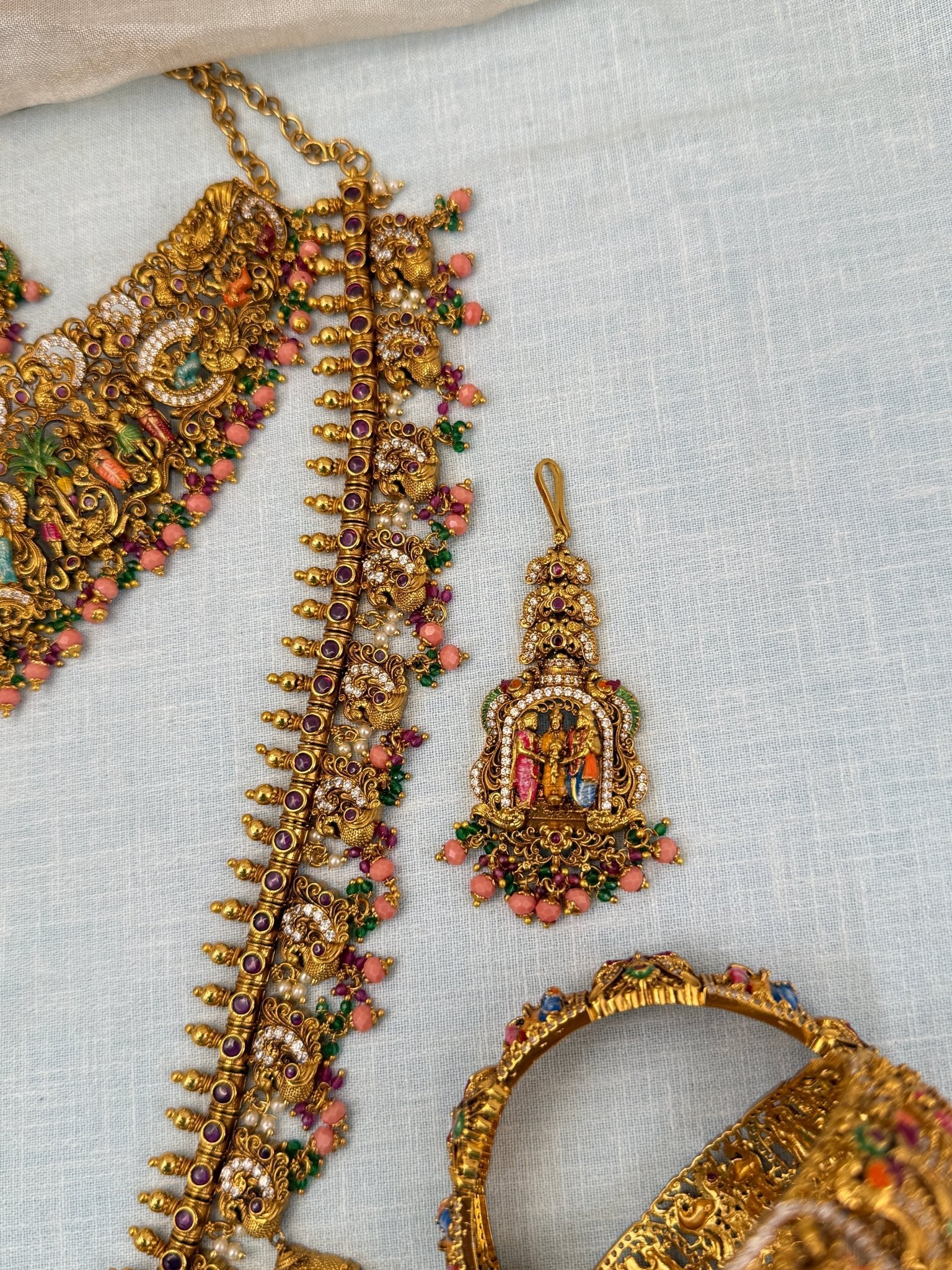 Royal Antique Srinivasa Kalyana Full Bridal Necklace Set 0574 - Mahilas