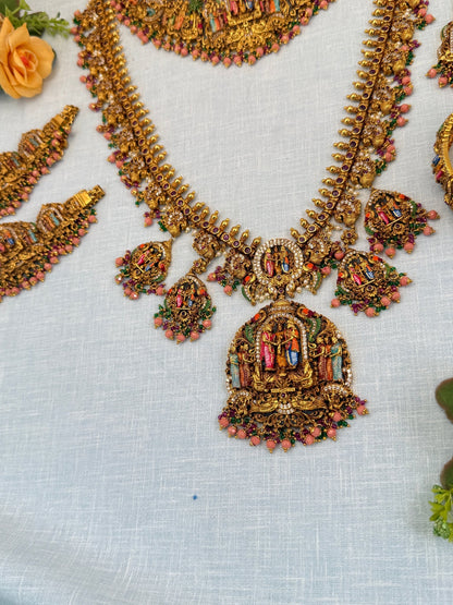 Royal Antique Srinivasa Kalyana Full Bridal Necklace Set 0574 - Mahilas
