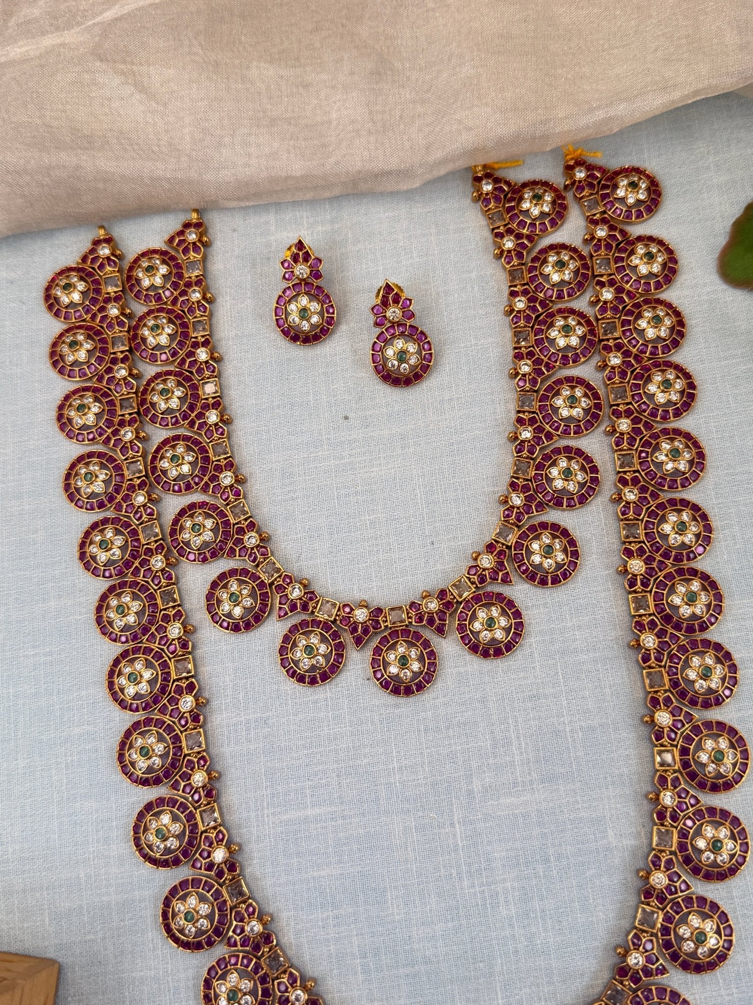 Royal Antique Stone Bottumala Bridal Necklace Set 0511 - Mahilas