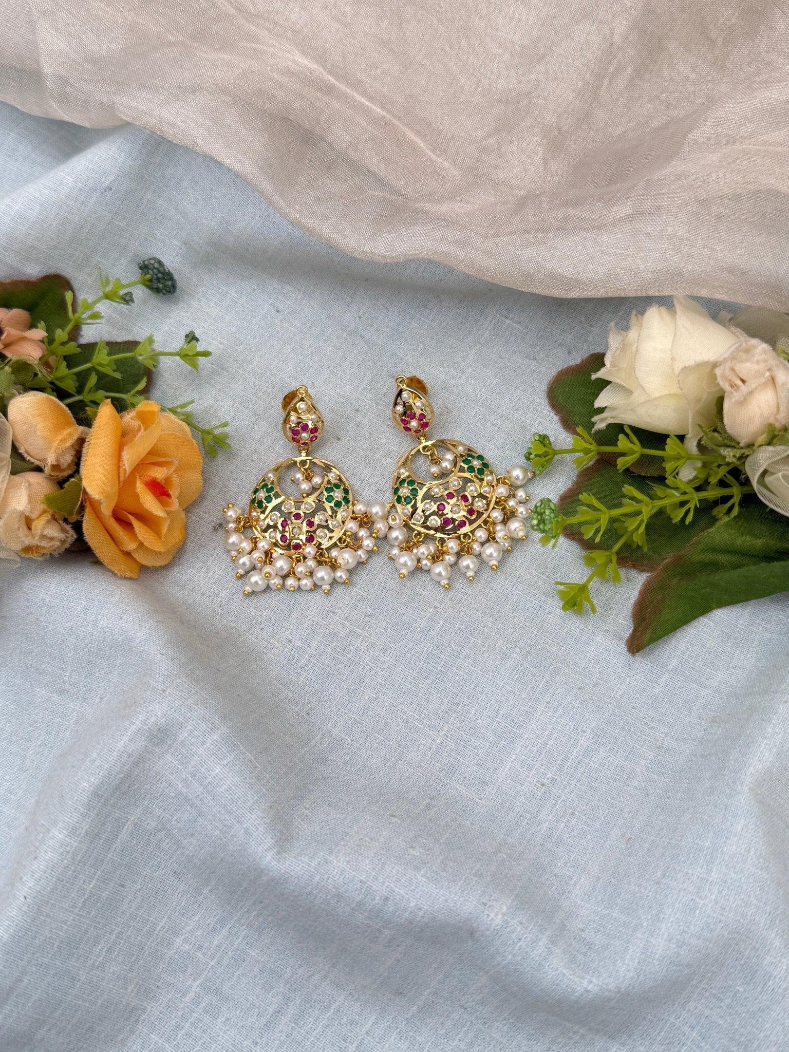 Royal Antique Stone Chandbali Earrings 0714 - Mahilas