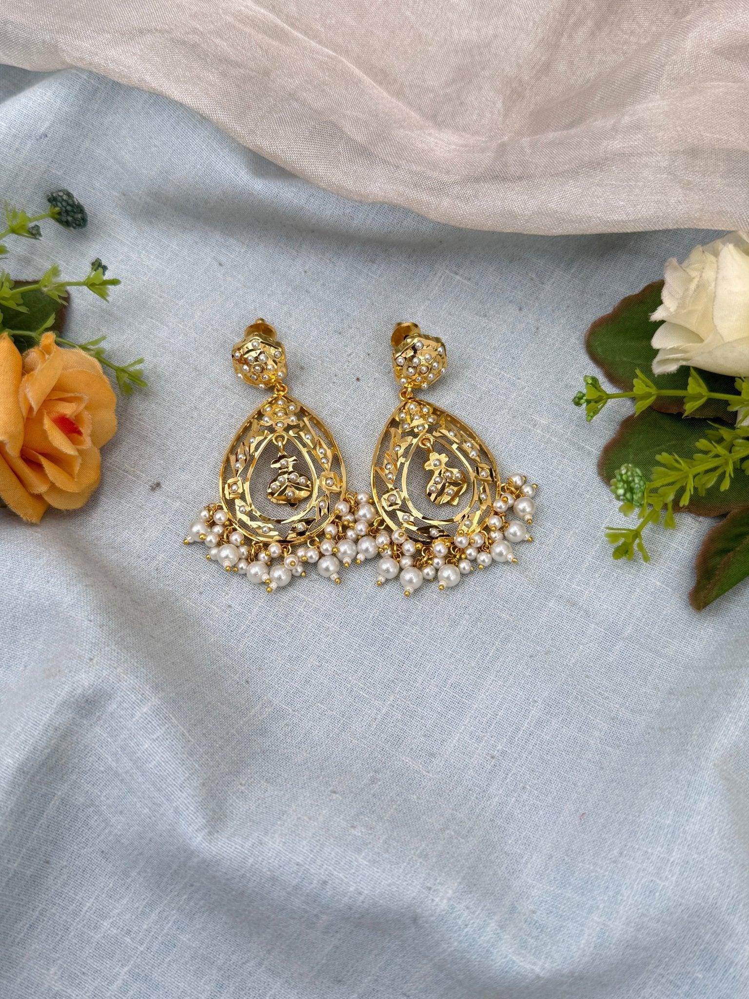 Royal Antique Stone Chandbali Earrings 0715 - Mahilas