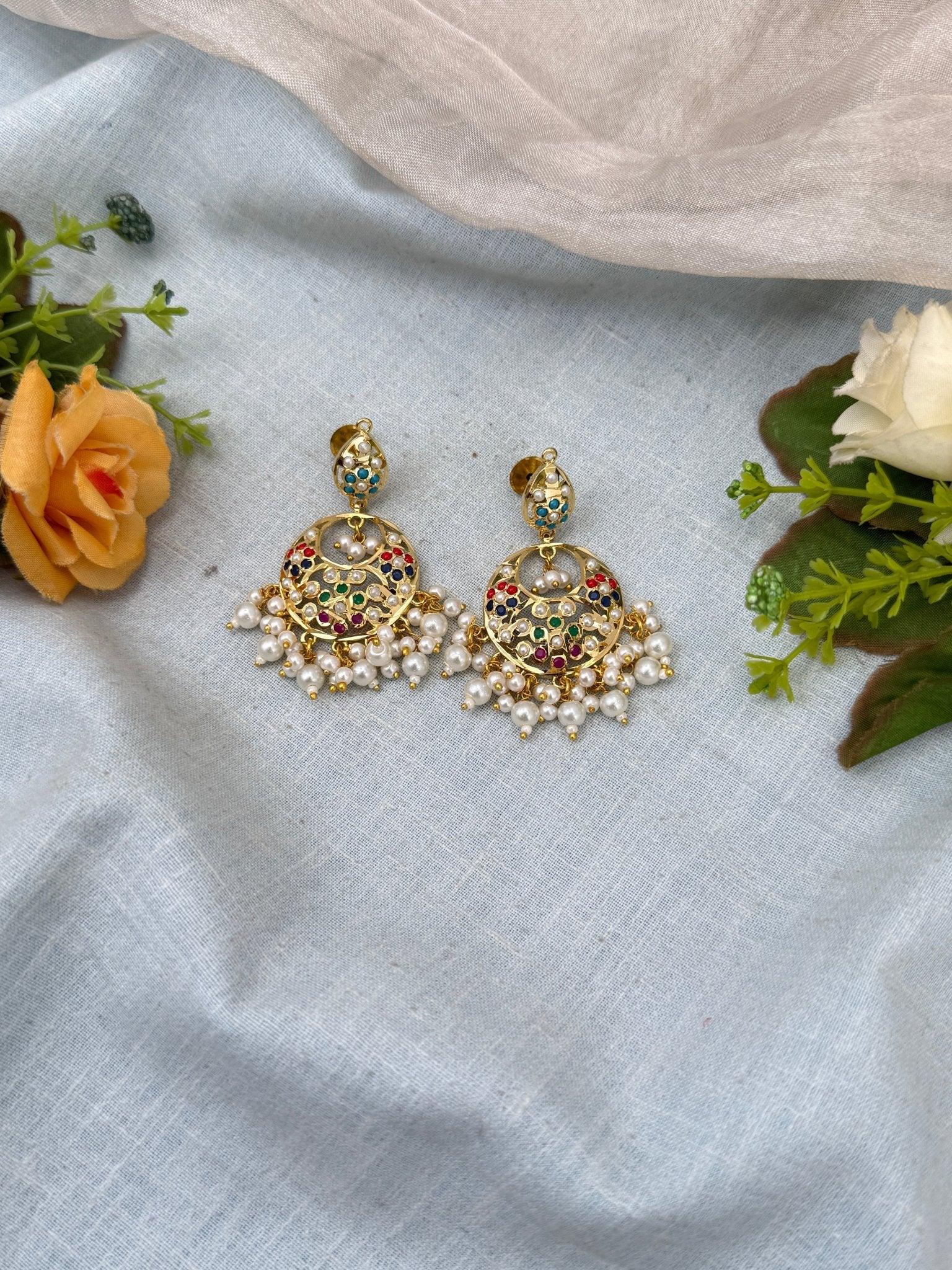 Royal Antique Stone Chandbali Earrings 0716 - Mahilas