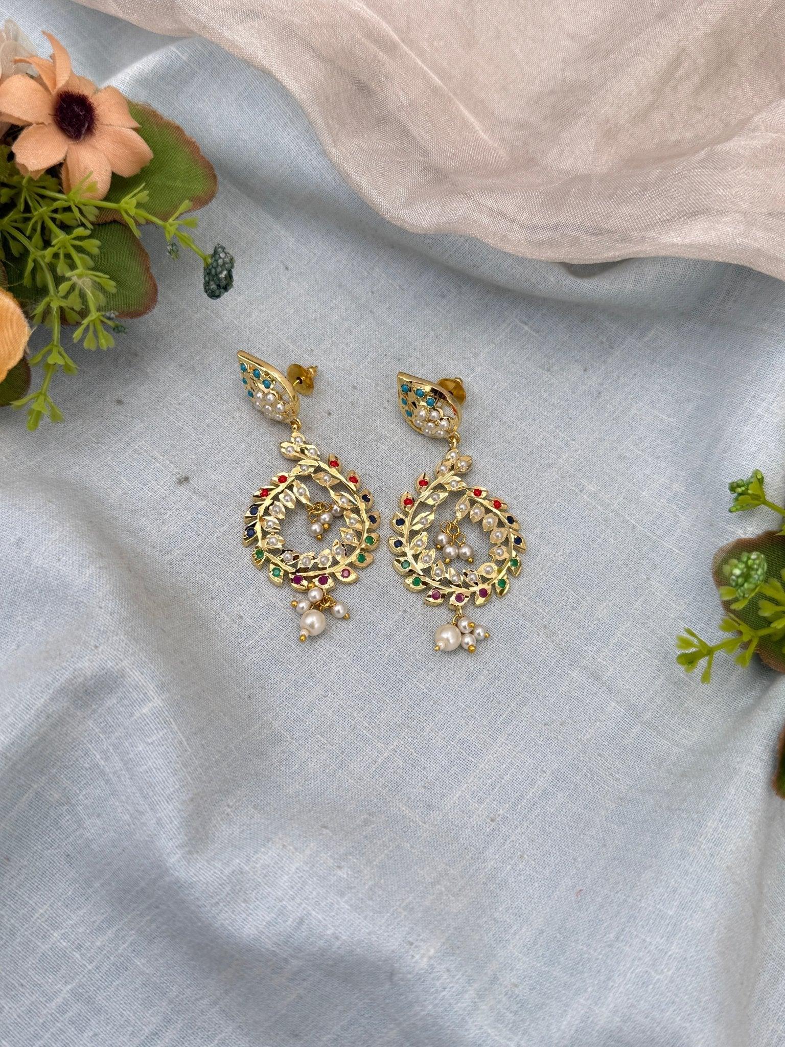 Royal Antique Stone Chandbali Earrings 0719 - Mahilas
