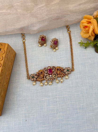 Royal Antique Stone Choker Necklace Set 0558 - Mahilas