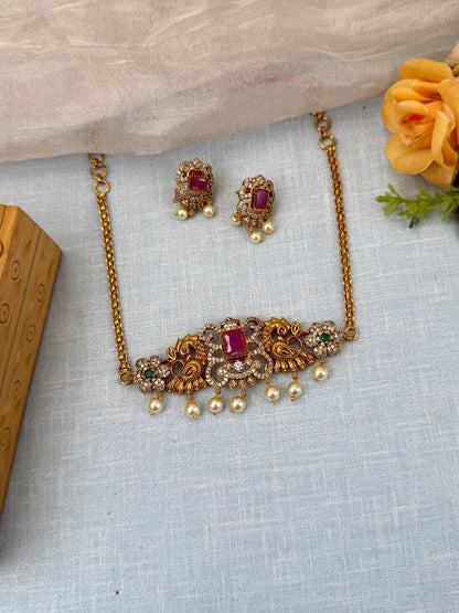 Royal Antique Stone Choker Necklace Set 0558 - Mahilas
