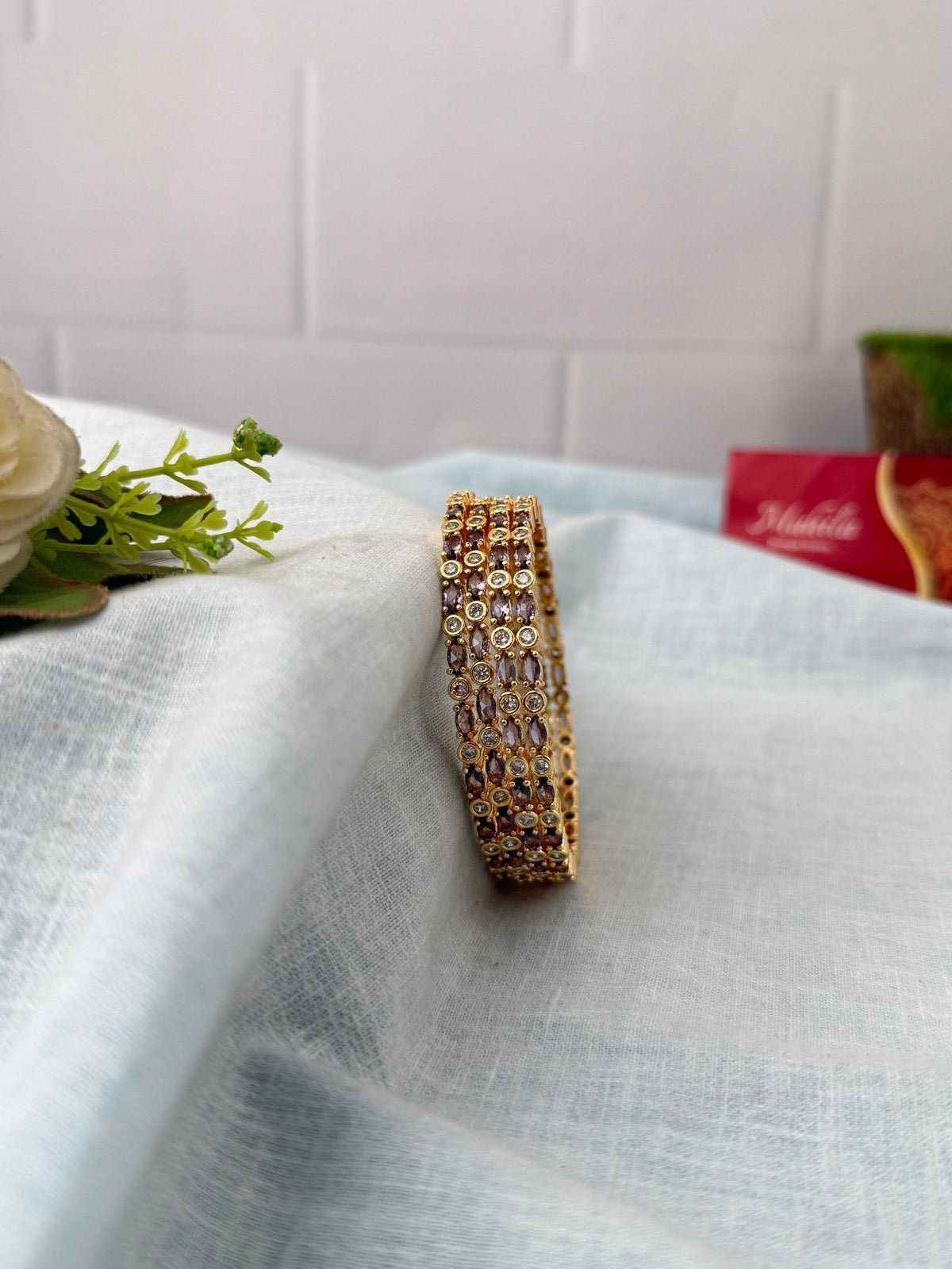 Royal Antique Stone Designer Bangles| Set Of 4| B0464 - Mahilas