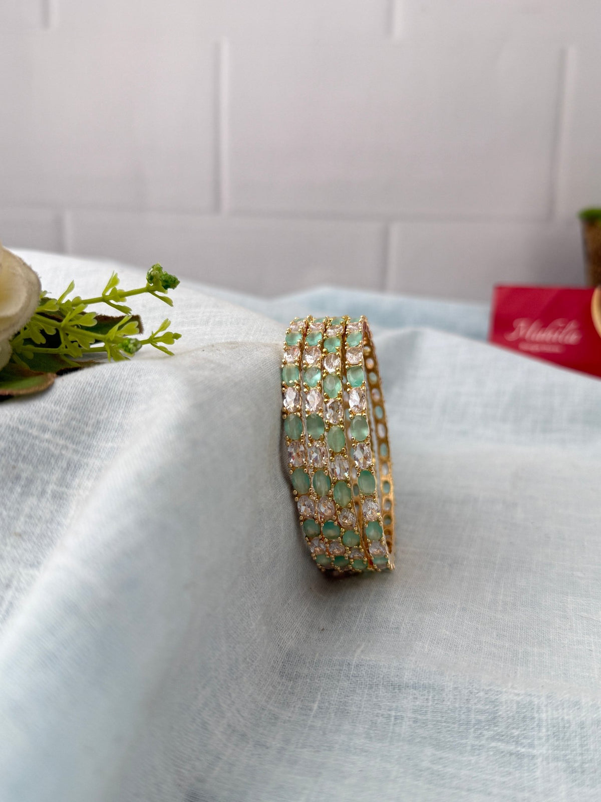 Royal Antique Stone Designer Bangles| Set Of 4| B0487 - Mahilas
