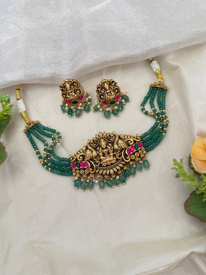 Royal Antique Stone Layer Choker Necklace Set 0708 - Mahilas