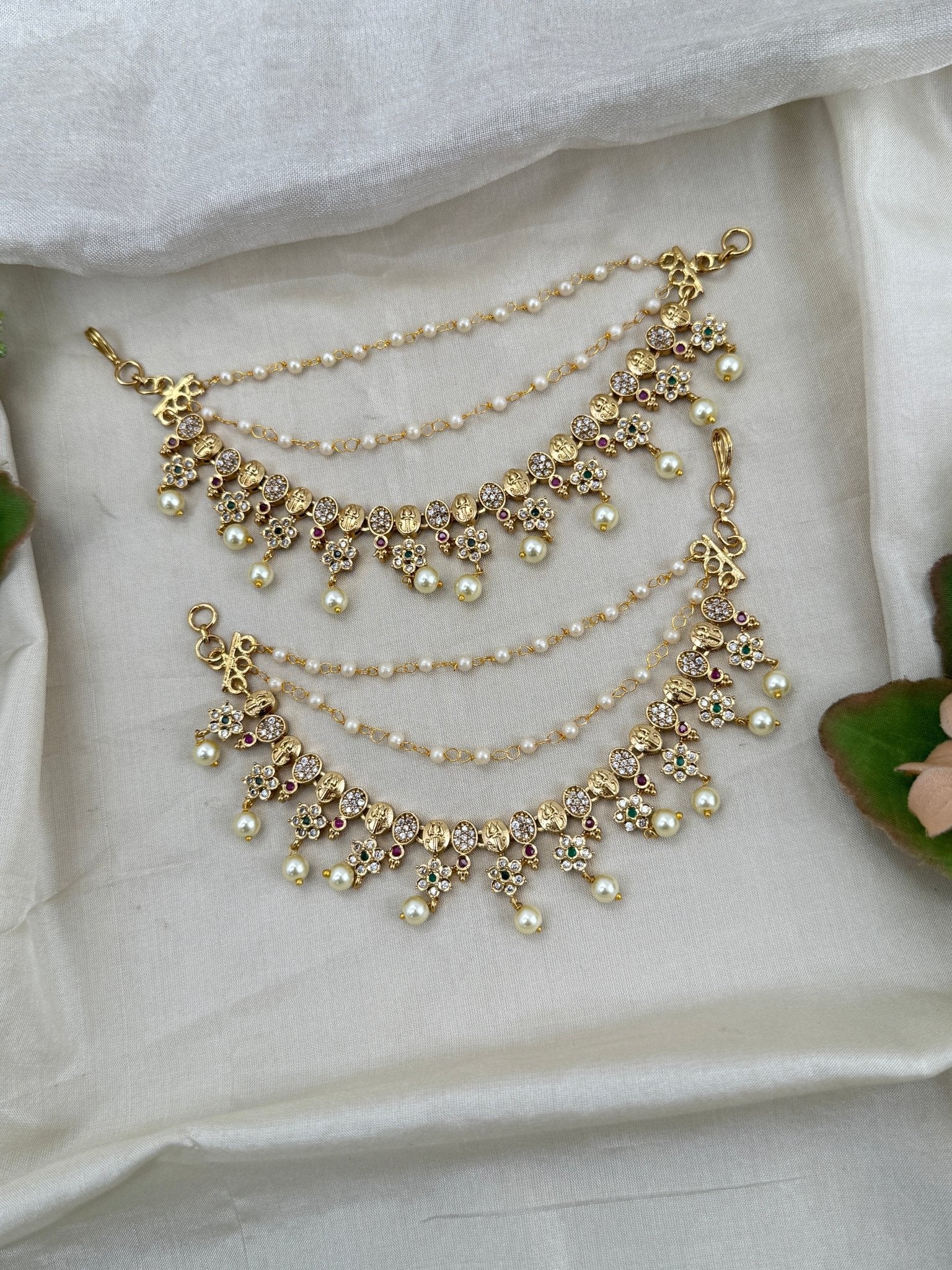 Royal Antique Stone Maatal Earchain 425 - Mahilas