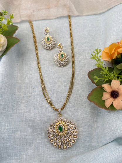 Royal Antique Stone Pendant Chain Set 1140 - Mahilas