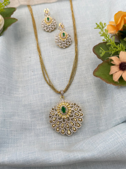 Royal Antique Stone Pendant Chain Set 1140 - Mahilas