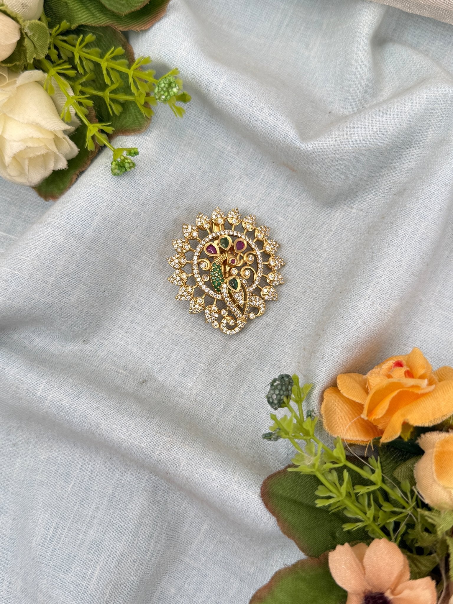 Royal Antique Stone Saree Pin Broach 2025 - Mahilas