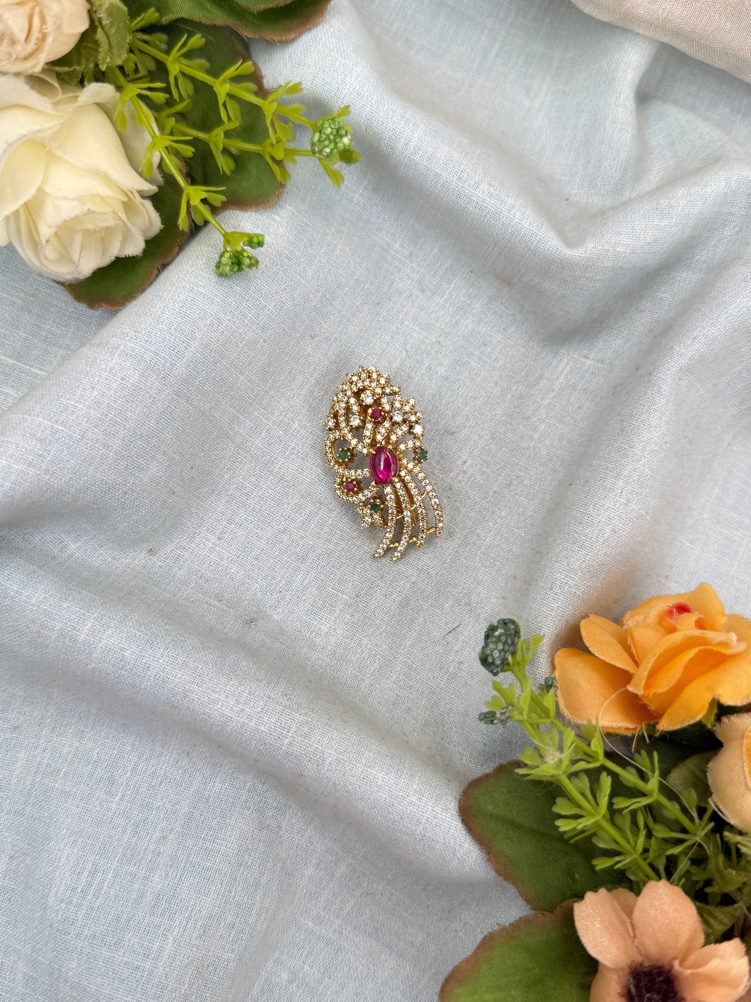 Royal Antique Stone Saree Pin Broach 2030 - Mahilas