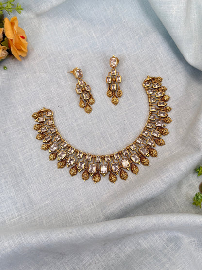 Royal Antique Stone Short Choker Necklace Set 0317 - Mahilas