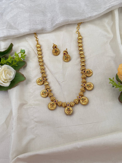 Royal Antique Stone Short Necklace Set 0698 - Mahilas