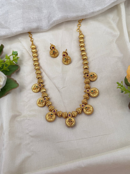 Royal Antique Stone Short Necklace Set 0698 - Mahilas