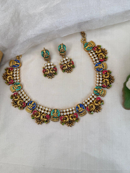 Royal Antique Stone Short Necklace Set 920 - Mahilas