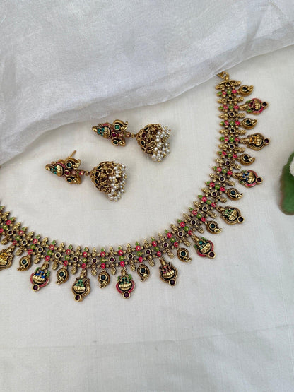 Royal Antique Stone Short Necklace Set 921 - Mahilas