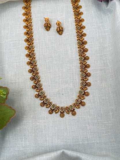 Royal Antique Stone Statement Long Necklace Set 0201 - Mahilas