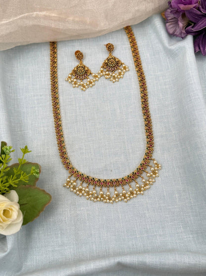 Royal Antique Stone Statement Long Necklace Set 0202 - Mahilas