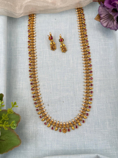 Royal Antique Stone Statement Long Necklace Set 0207 - Mahilas