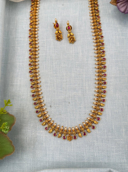 Royal Antique Stone Statement Long Necklace Set 0207 - Mahilas