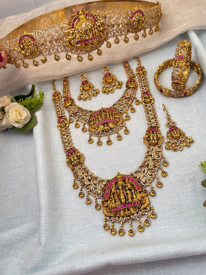 Royal Antique Stone Temple Full Bridal Necklace Set 0686 - Mahilas