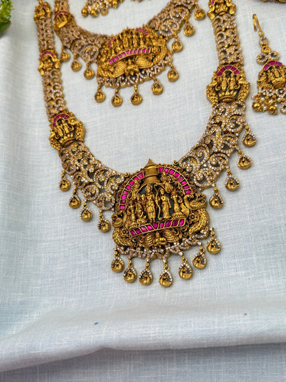 Royal Antique Stone Temple Full Bridal Necklace Set 0686 - Mahilas