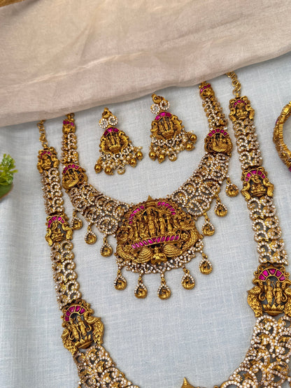 Royal Antique Stone Temple Full Bridal Necklace Set 0686 - Mahilas