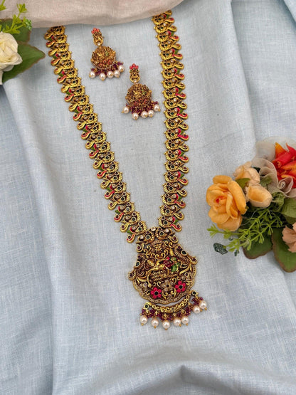 Royal Antique Temple Mid Long Necklace Set 985 - Mahilas