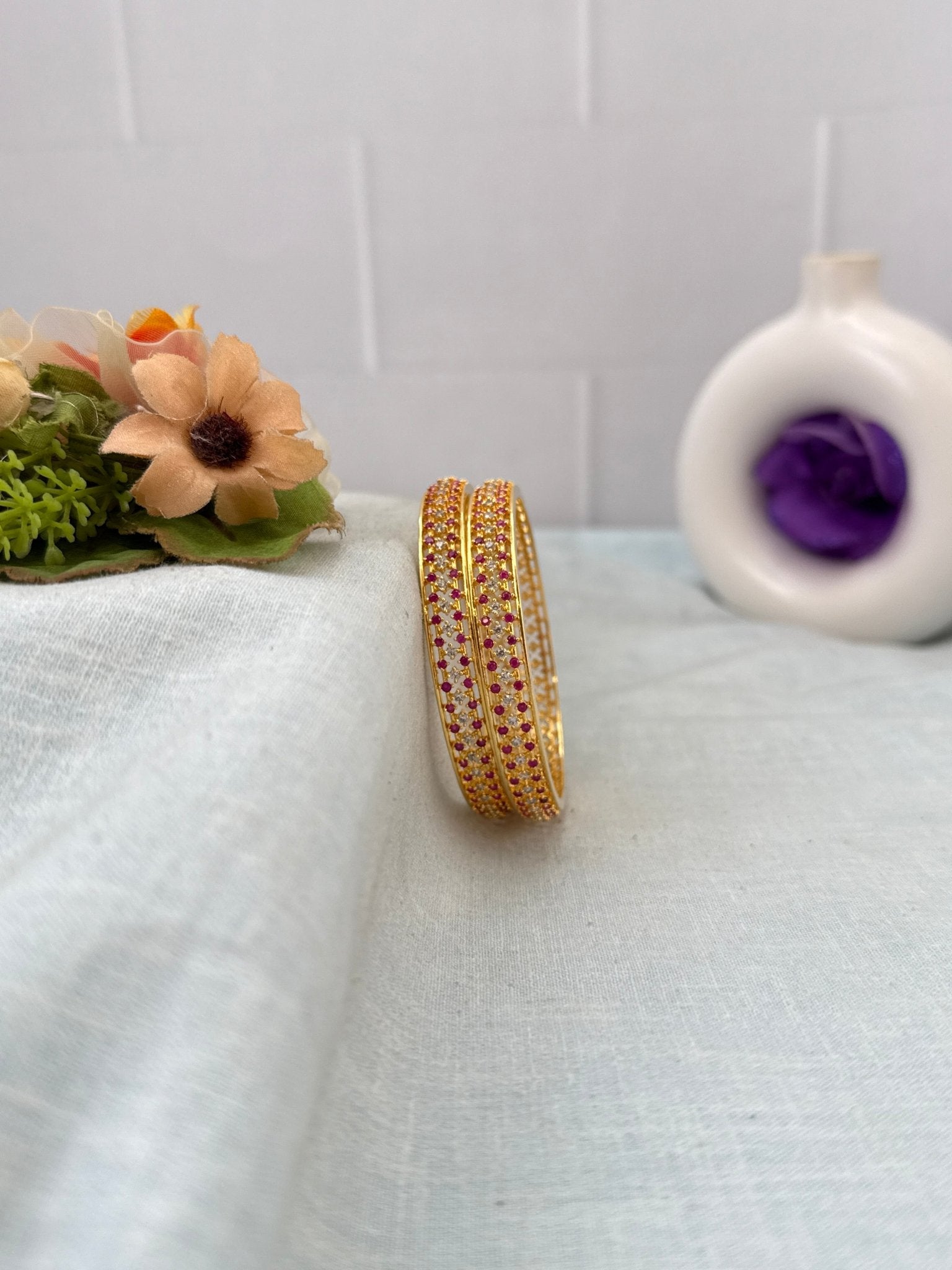 Royal Gold Like Stone Bangles 7170 - Mahilas